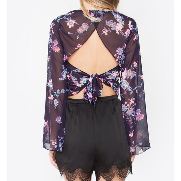 Sheer floral crop top - NWT BOUTIQUE! - Picture 3 of 3